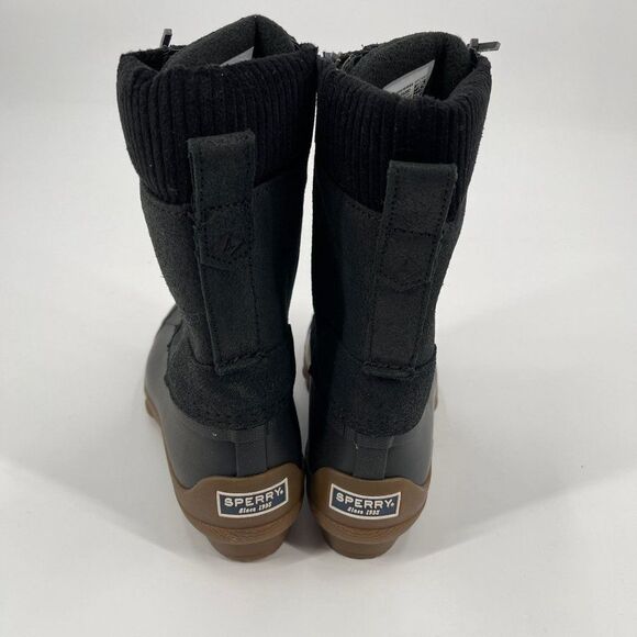 Sperry Syren Misty Tall Lace Up Rain Duck Boot Black - Picture 7 of 11